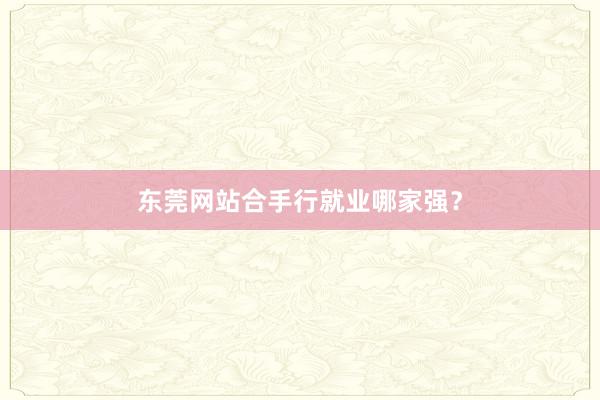 东莞网站合手行就业哪家强？